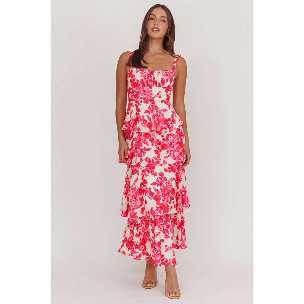 Ruffled Floral Tiered Dress