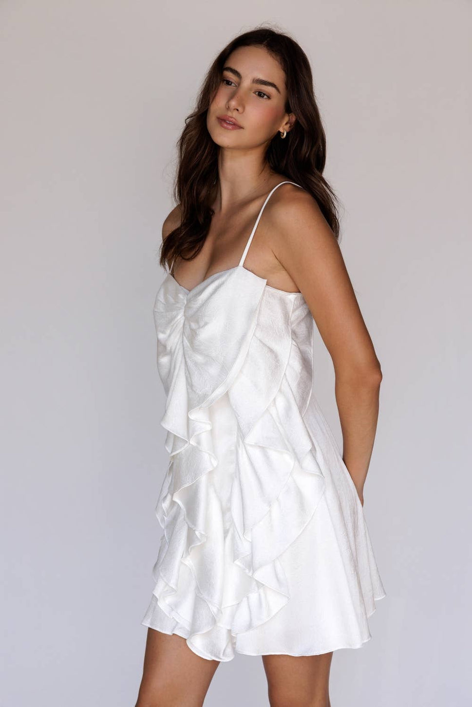 RUFFLED MINI DRESS WITH BOW