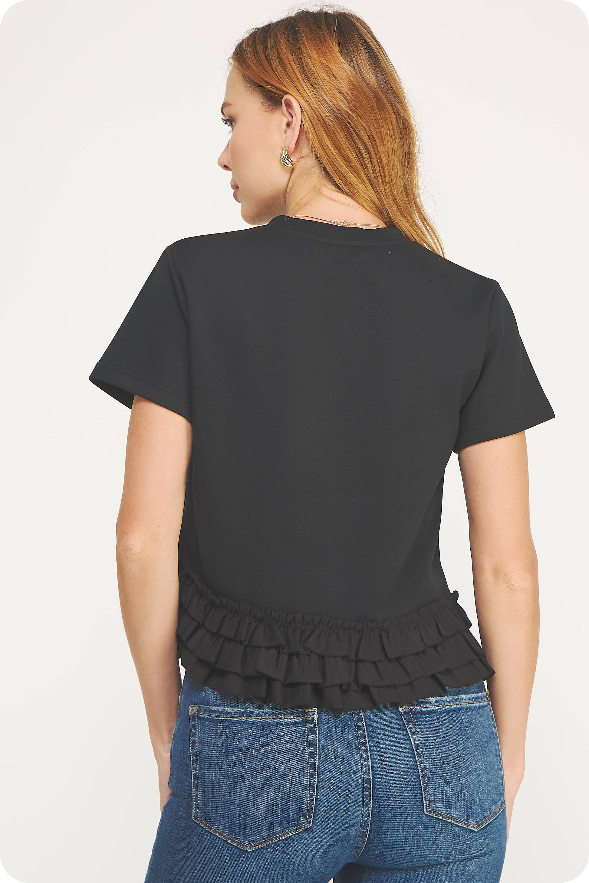 Ruffle Frill Asymmetric Hem Top