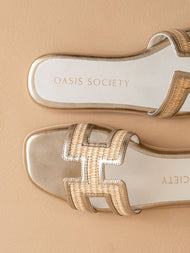 The Ena | H Cutout Raffia Slide