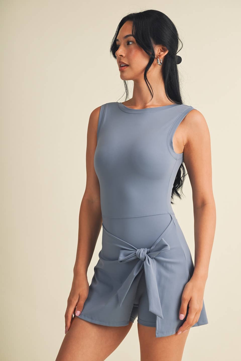 Sleeveless Wrap Tie Front Dress- Dark Cherry