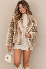 Spotted Faux Fur Cropped Jacket