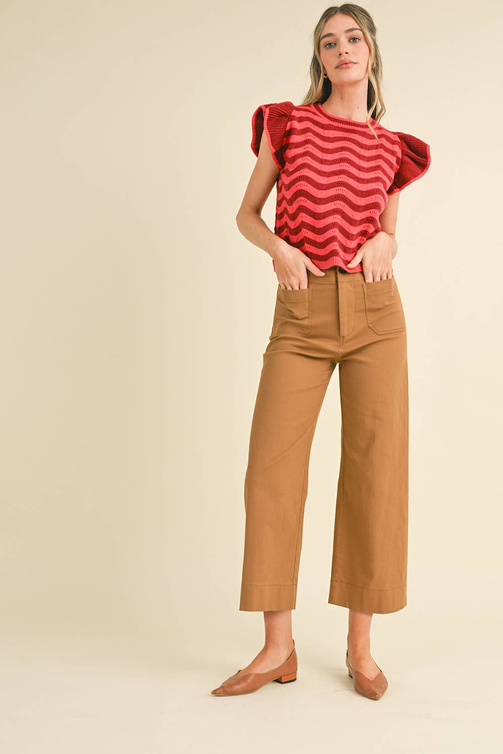HIGH WAIST CROPPED WIDE LEG PANTS