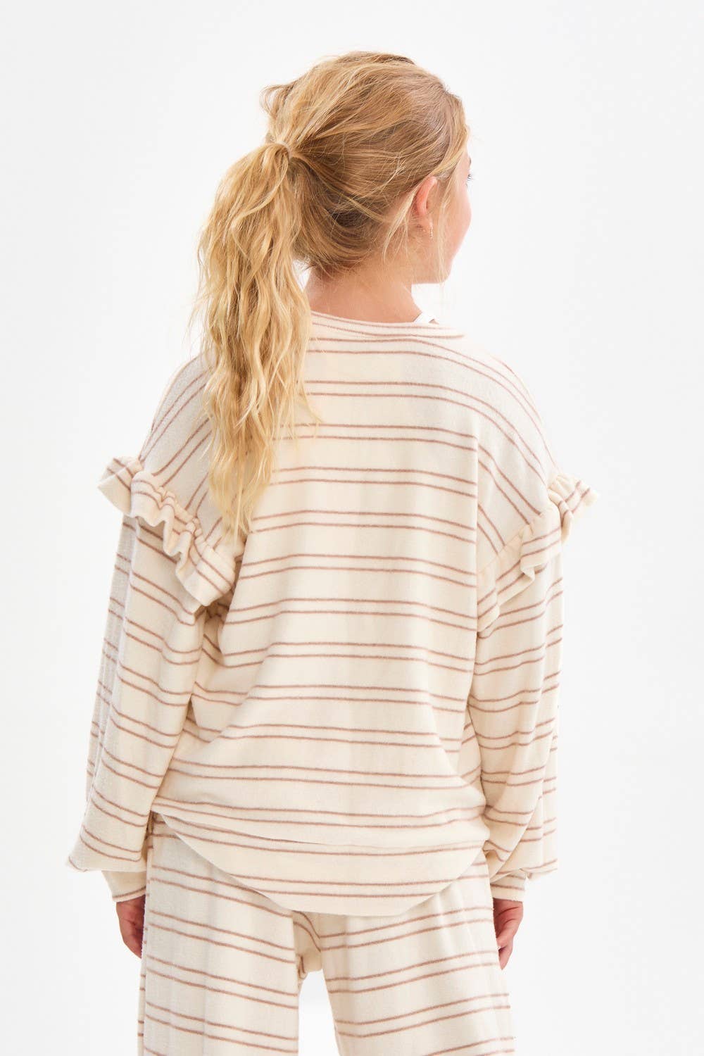 Ruffle Shoulder Brushed Knit Top