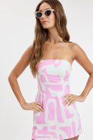 Switch BIG PASTEL DOLMEN WAIST TIE POINT TUBE MINI DRESS 2 image