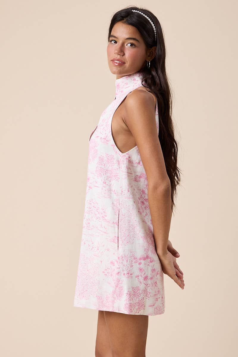 LOVELY POND TURTLE NECK CUTOUT PLAIN MINI DRESS