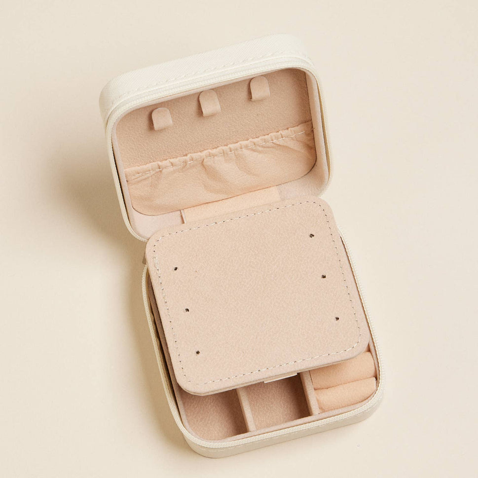 Bow Monogram Print Jewelry Box -Travel Size: Pink