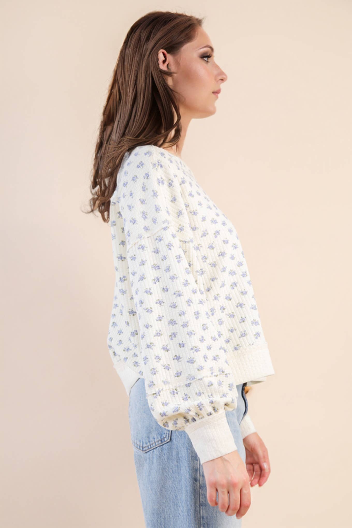 Blush Floral  Oversized Knit Top