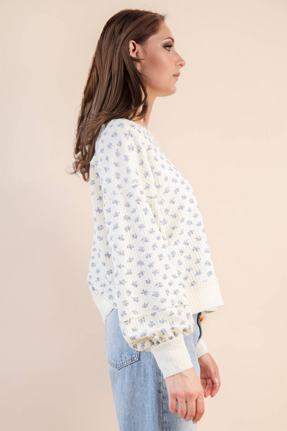 Blush Floral  Oversized Knit Top