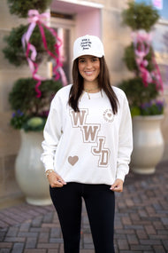WWJD Varsity Crewneck: M