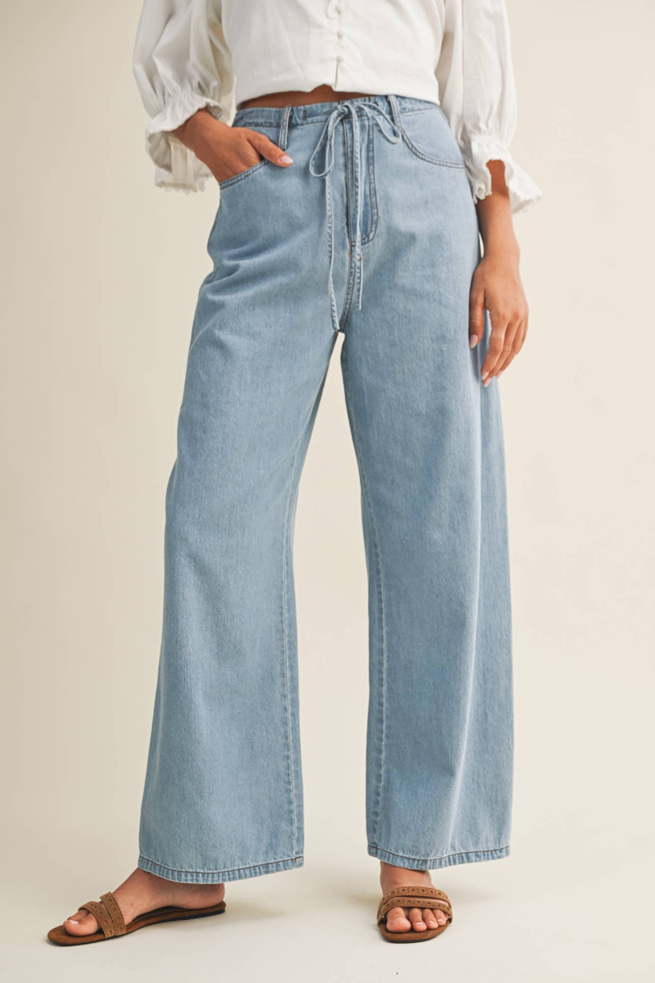 Relaxed Drawstring Denim