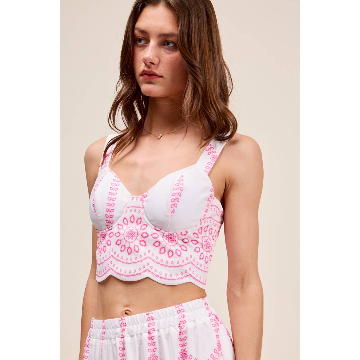 Embroidery Looking Print Woven Top & Skirt Set
