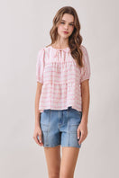 Switch Floral Print Front Tie Neckline Peplum Hem Top 2 image