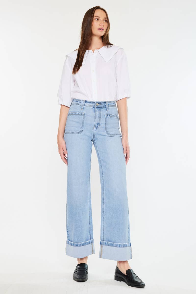 OPEN PACK HIGH RISE WIDE LEG JEANS-KC2603M