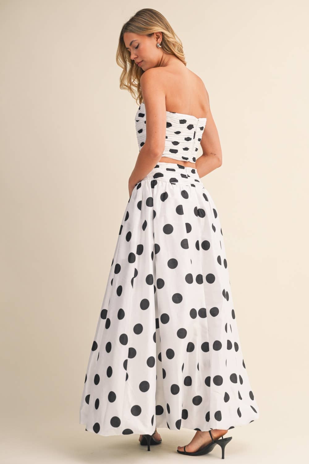 POLKA DOT PRINTED TOP AND BUBBLE HEM SET