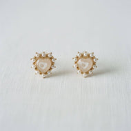 Heart-Shaped Gemstone Stud Earrings