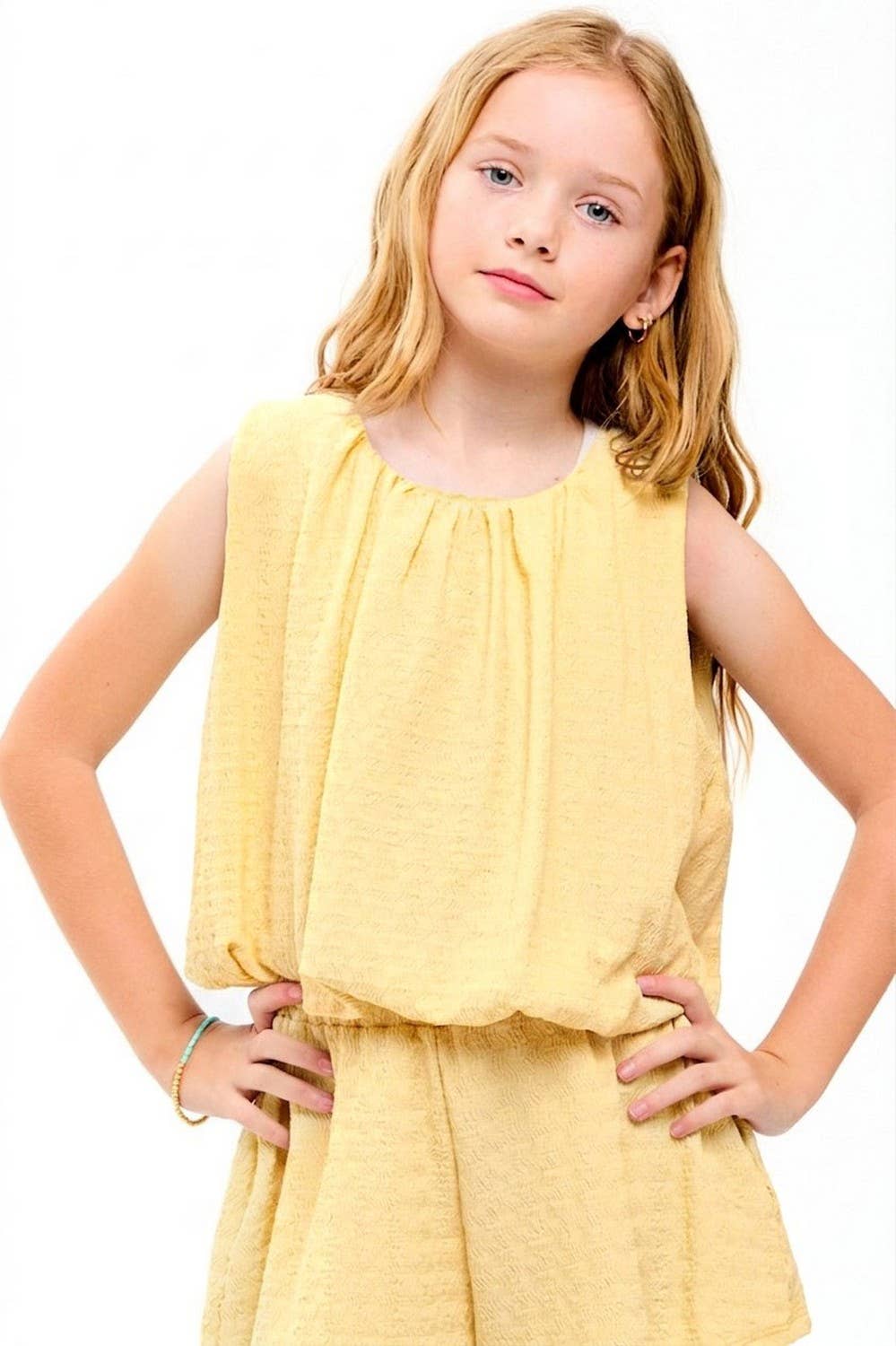 Curly Wrinkled Sleeveless Bubble Top