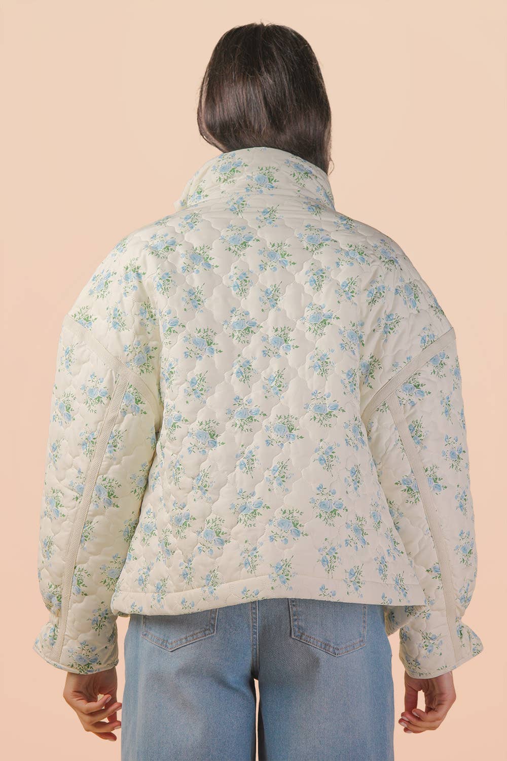 Floral Print Quilted Oversized Casual Jacket
