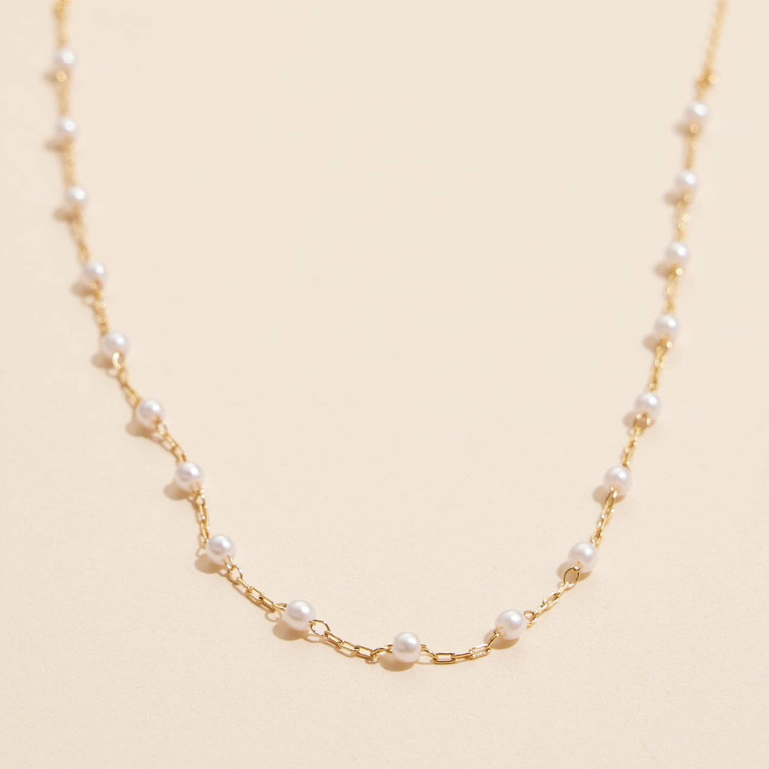 18K Classic Pearl Link Gold Dipped Necklace