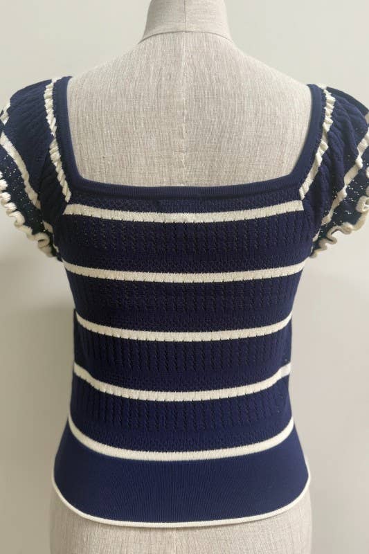 Coastal Breeze Knit Flutter Top