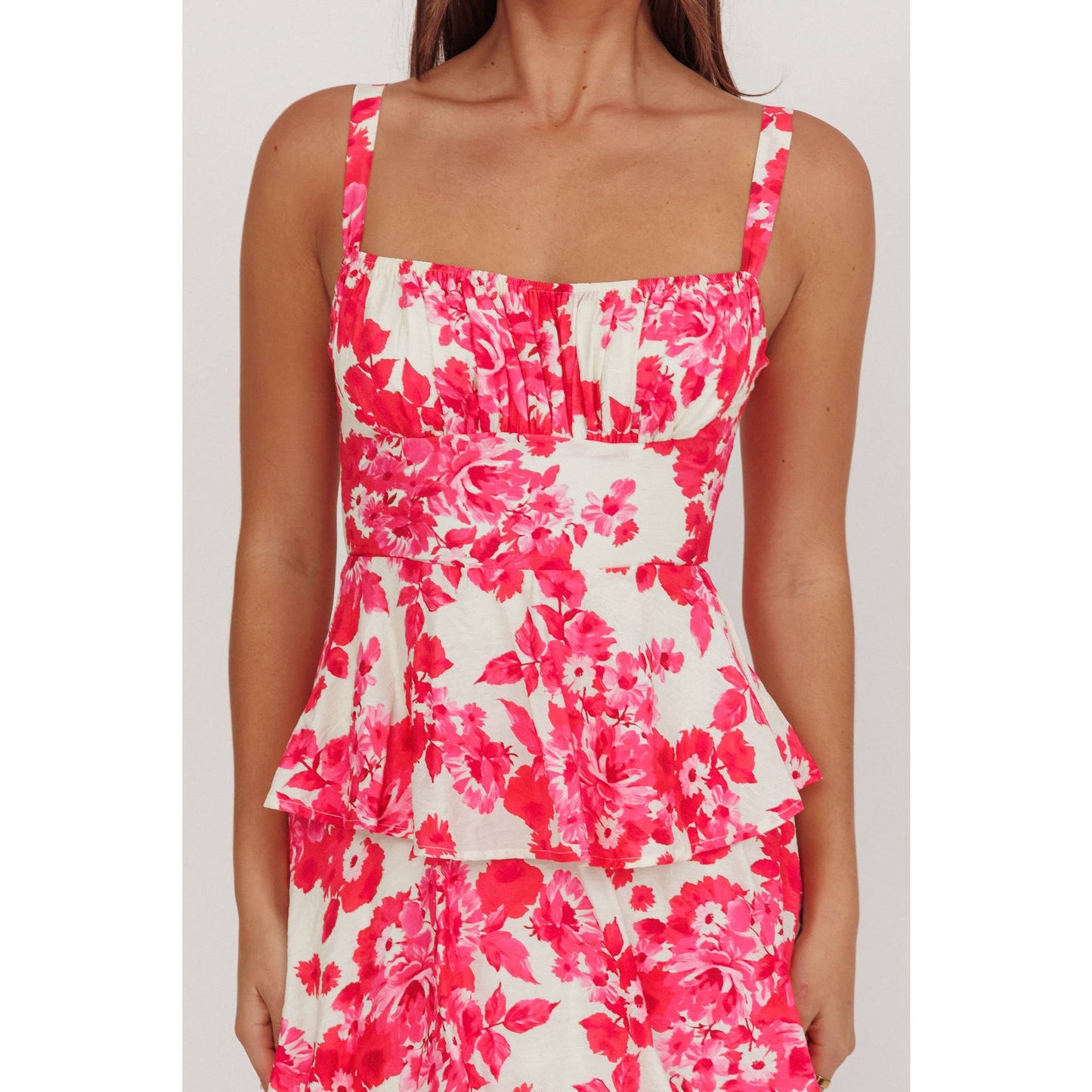 Ruffled Floral Tiered Dress