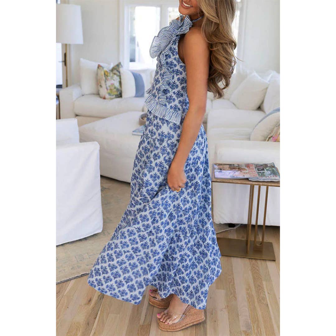 Altered Neck Top & Maxi Set