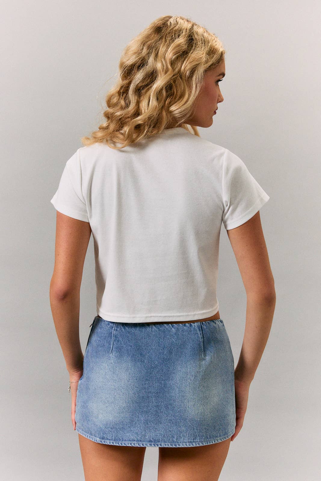 "TOUCH DOWN" PATCHWORK SHORT SLEEVE ROUND NECK BABY TEE