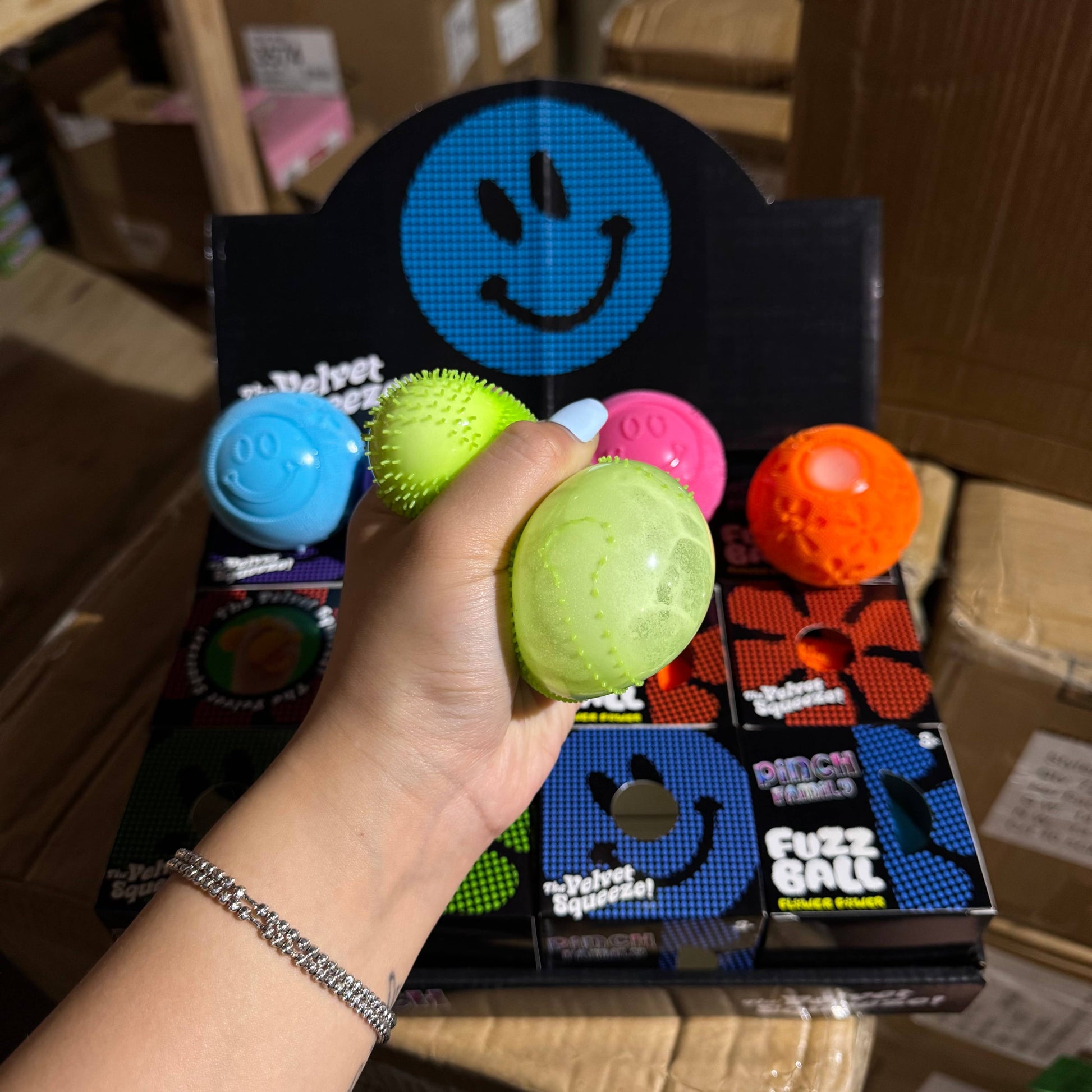 Squishy Fuzzy Smiley Face Ball | Trendy | A095