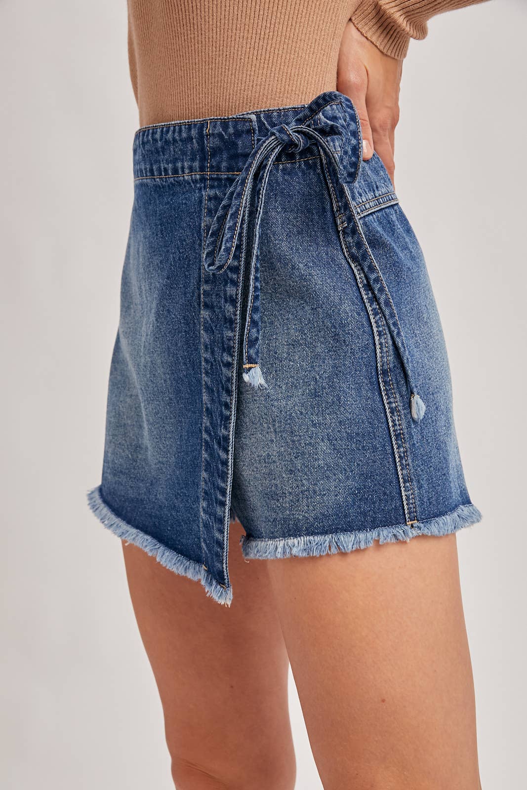 DENIM OVERLAPPING FRONT SKORT