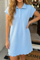 Switch Solid Snap Button Polo Scallop Hem Mini Dress 3 image