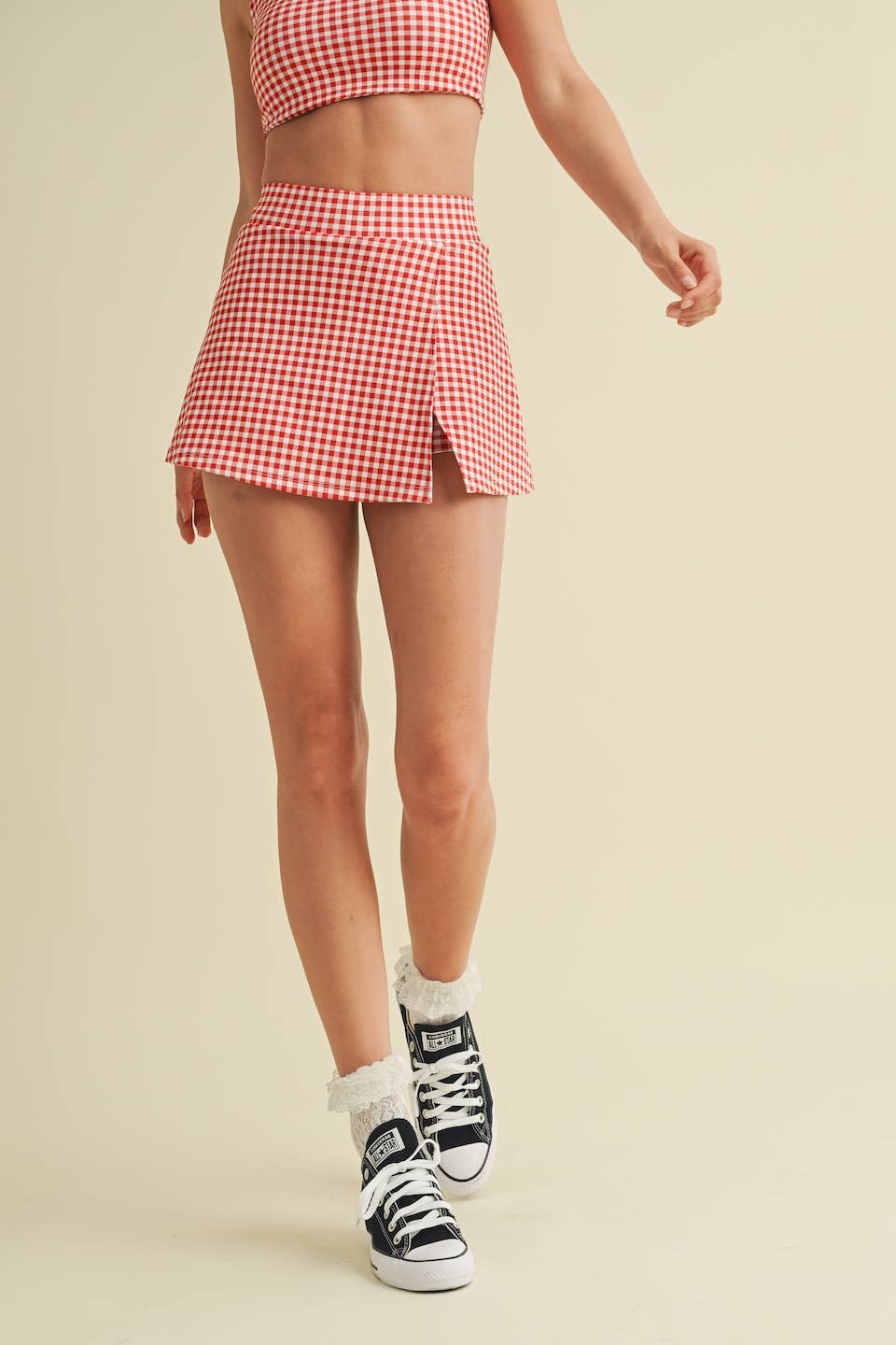 Gingham A-Line Skort: Blue / L