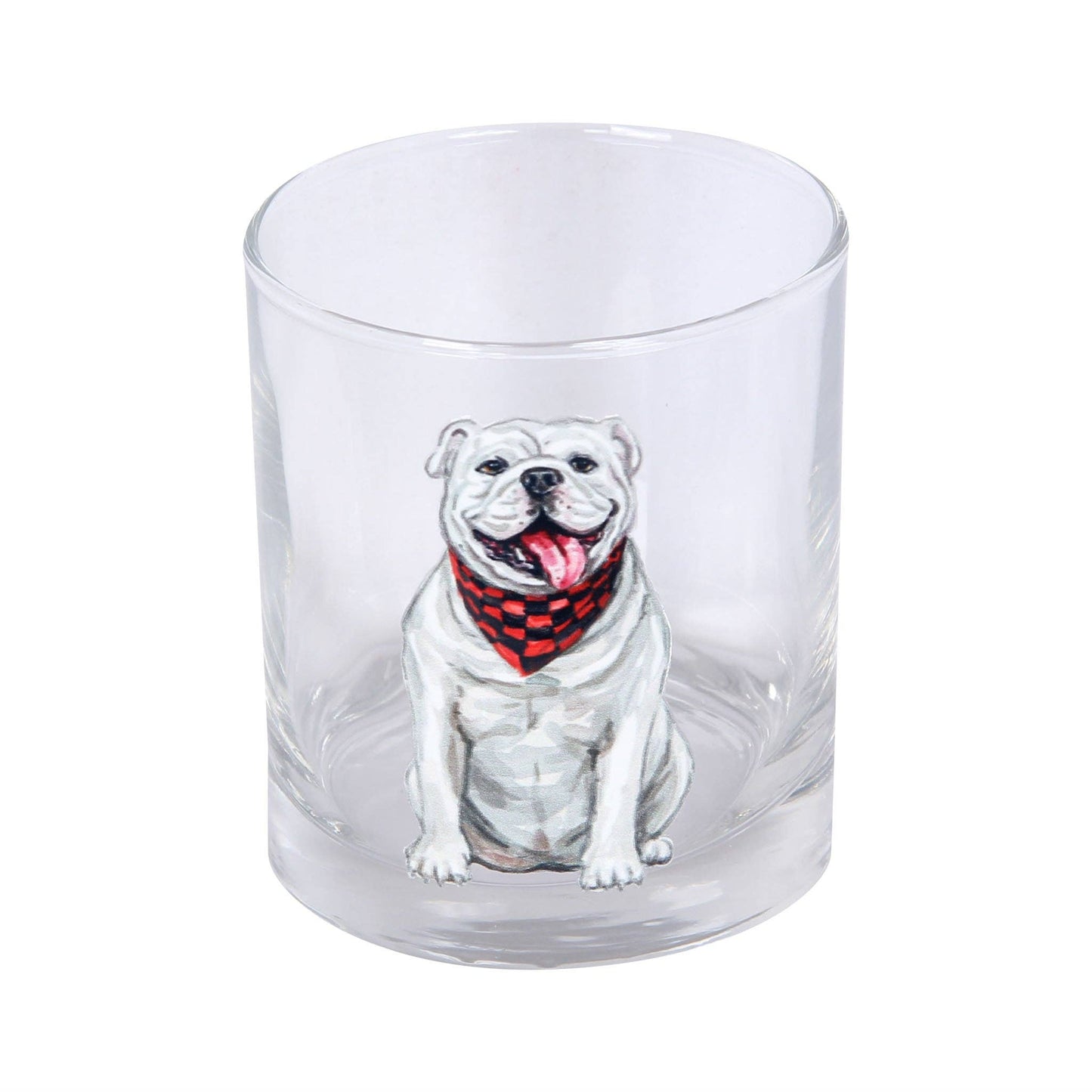 Watercolor Bulldog Rocks Glass