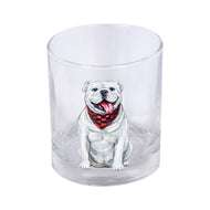 Watercolor Bulldog Rocks Glass
