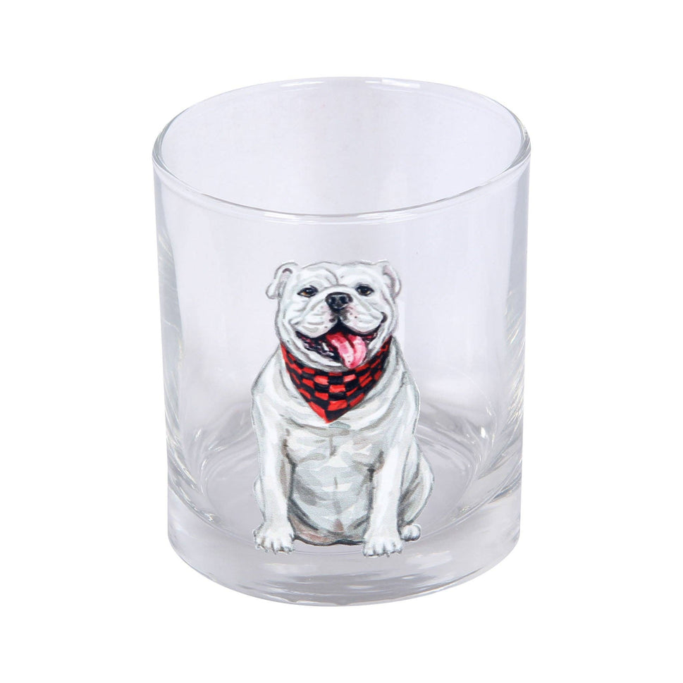 Watercolor Bulldog Rocks Glass