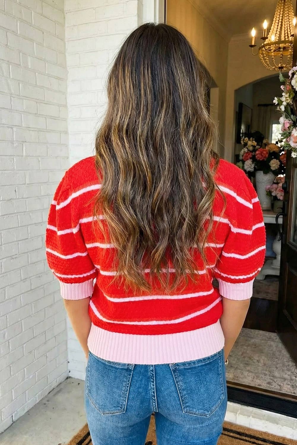 Color Block Sweater Red