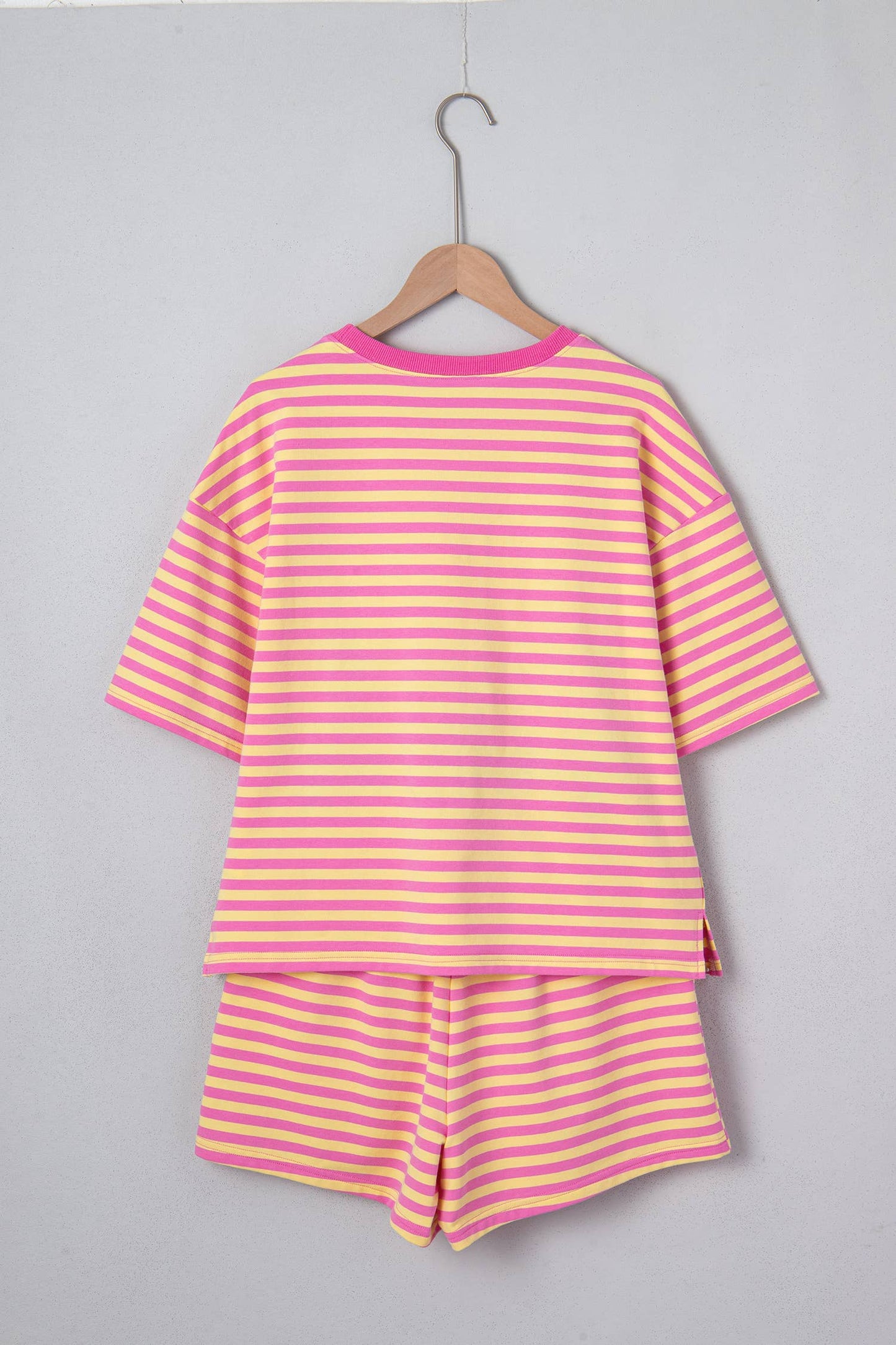 LAS Stripe Contrast Trim Boxy Terry Short Set (S-XL)
