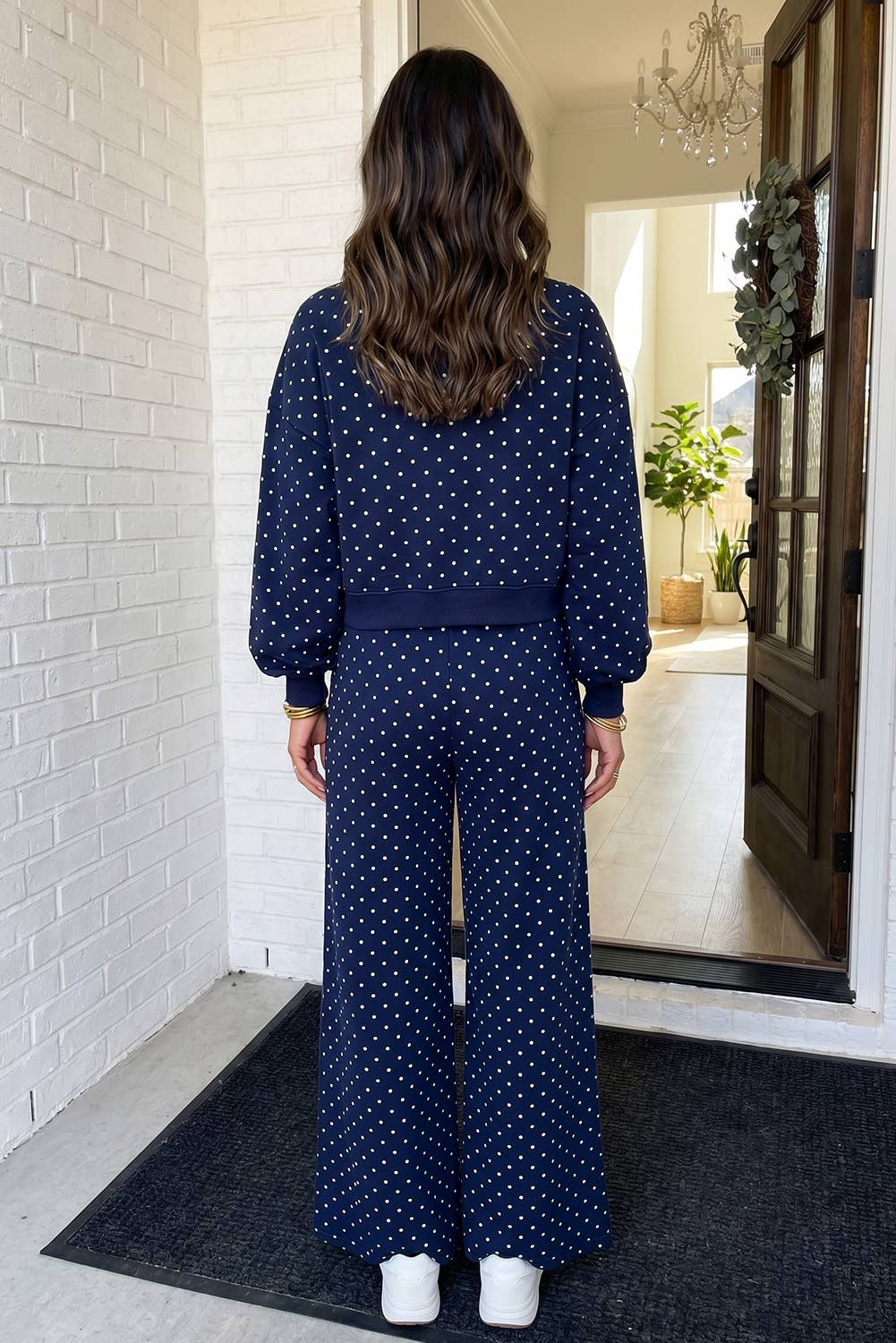 LAS Polka Dot Casual Shift Drawstring Pants Set