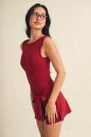 Switch *Sleeveless Wrap Tie Front Dress- Dark Cherry 2 image
