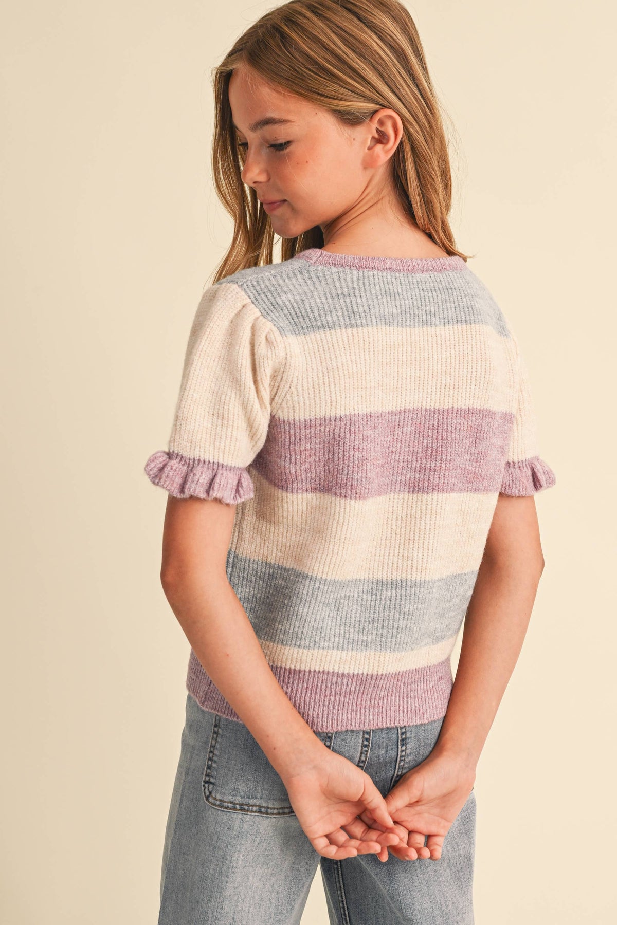 Tween Kids Girl Puff Sleeve Sweater