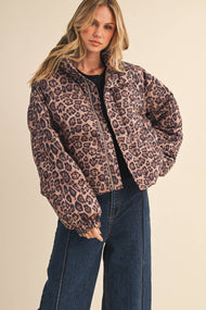 LEOPARD PRINTED CROPPED PUFFER JACKET LEOPARD / ML