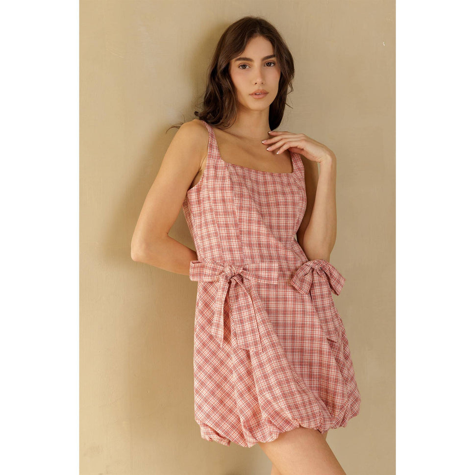 WHITE RED BOW DETAIL MINI DRESS