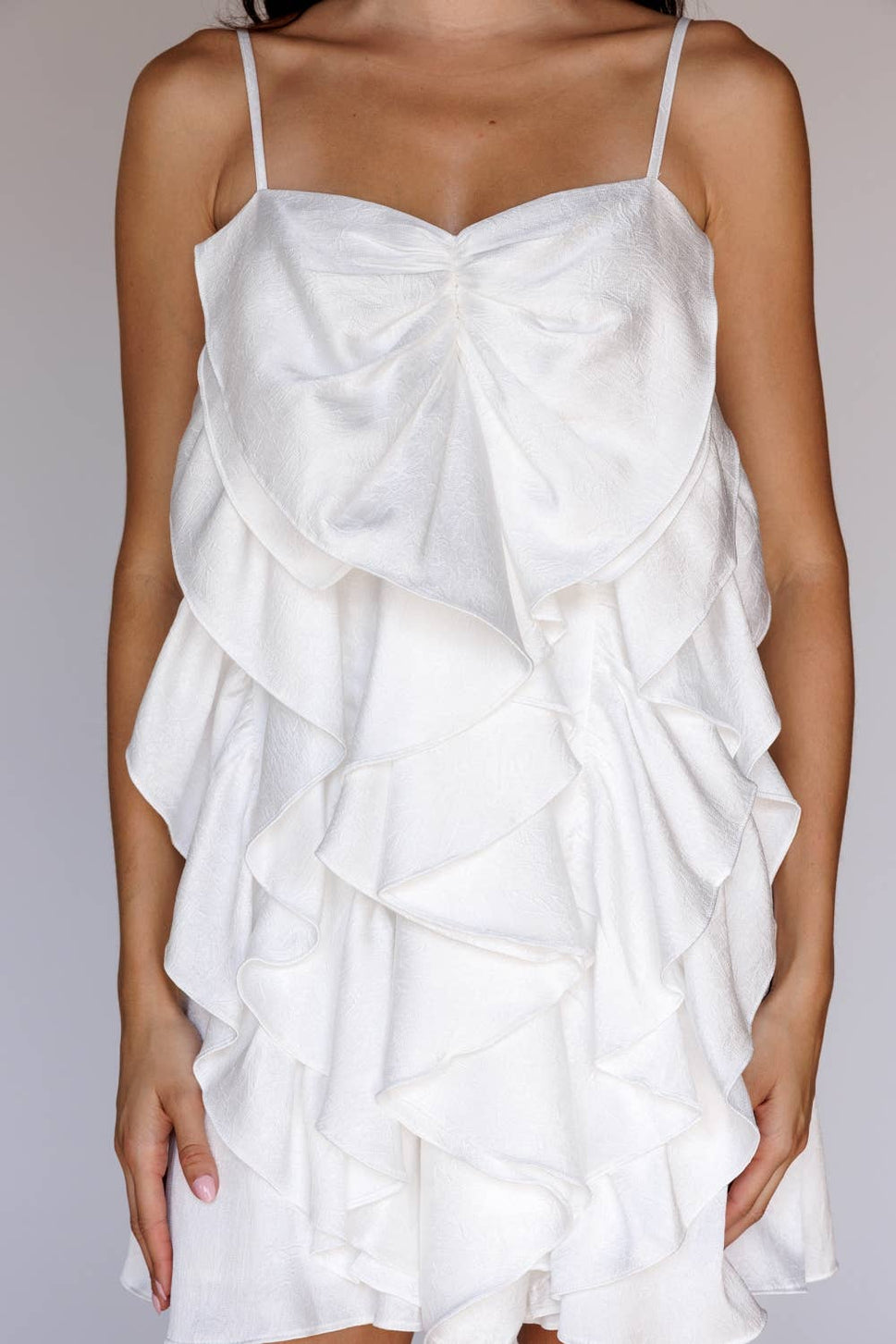 RUFFLED MINI DRESS WITH BOW
