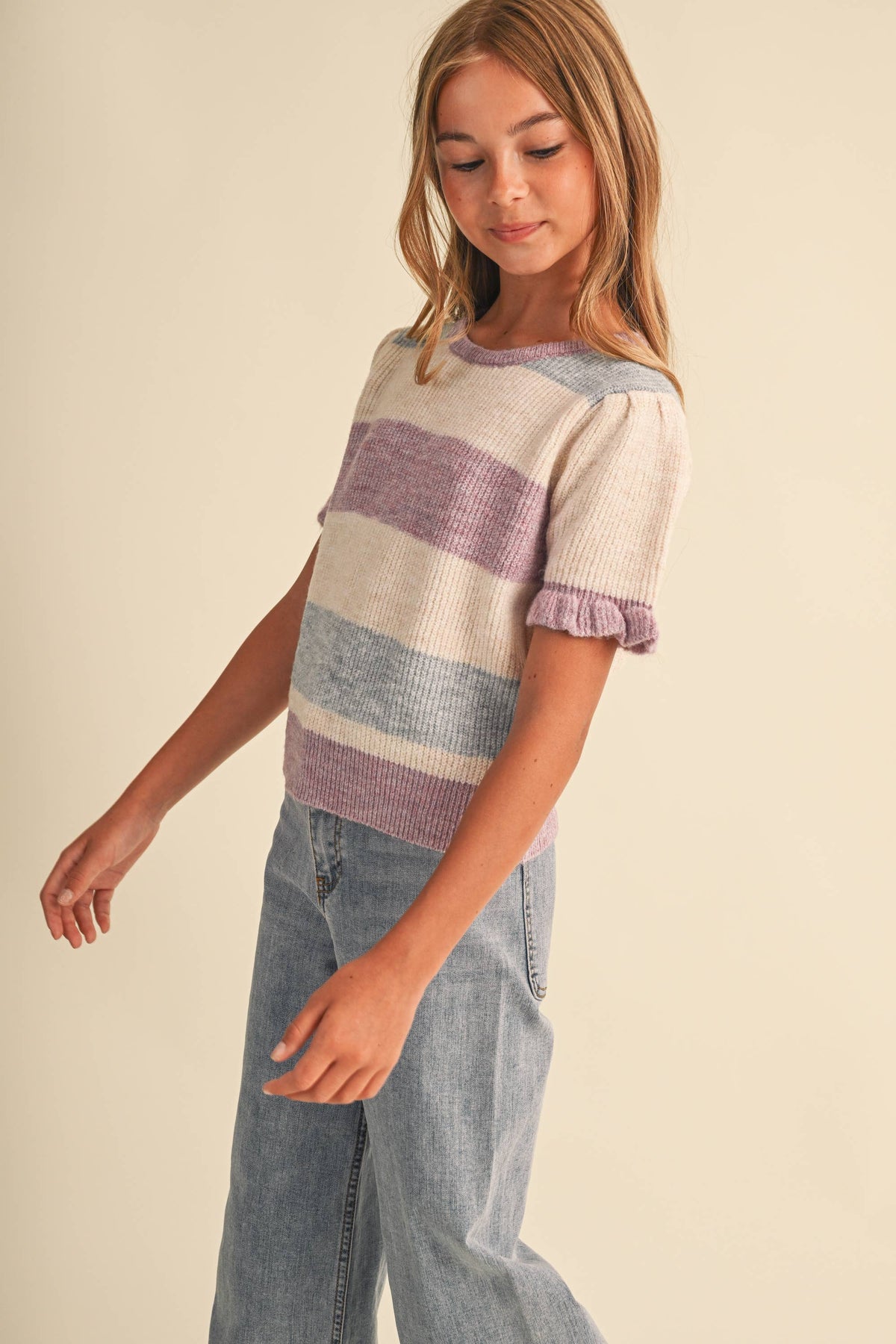 Tween Kids Girl Puff Sleeve Sweater
