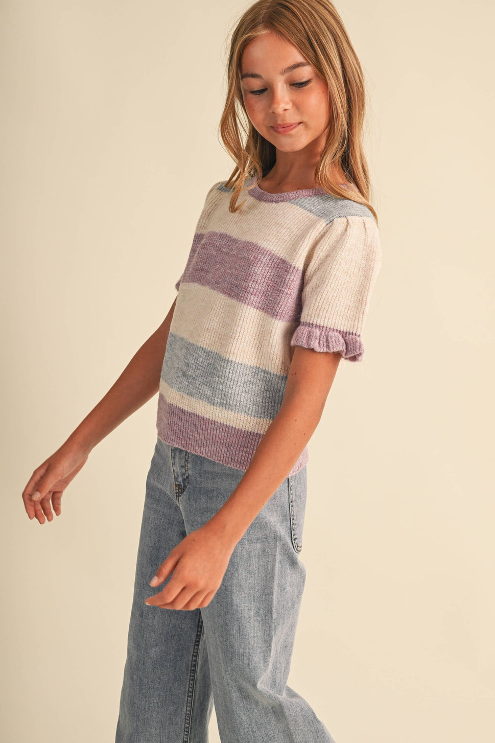 Tween Kids Girl Puff Sleeve Sweater