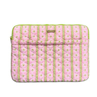Rosemary Stripe Pink Quilted Laptop Case: One Size