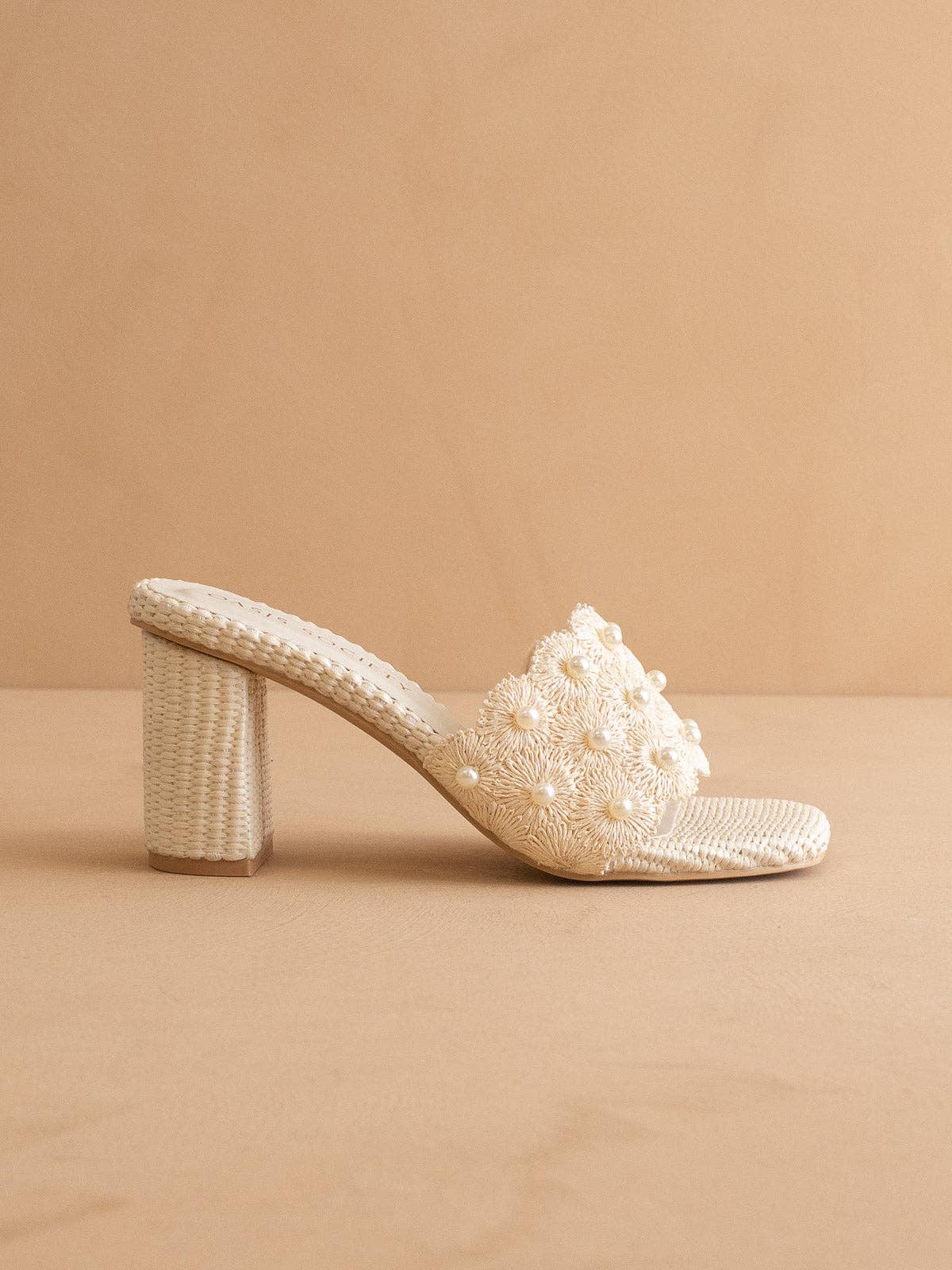 The Holland | Pearl Raffia Block Heel Mule