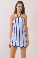 Switch CD06765-Contrast Piping Detail Halter Neck Mini Dress 1 image