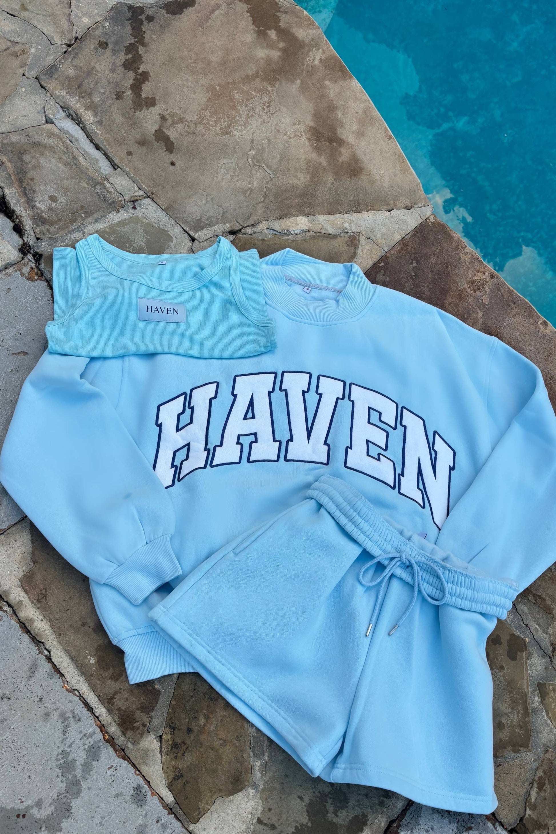 HAVEN Mock Neck Sweatshirt Blue: M