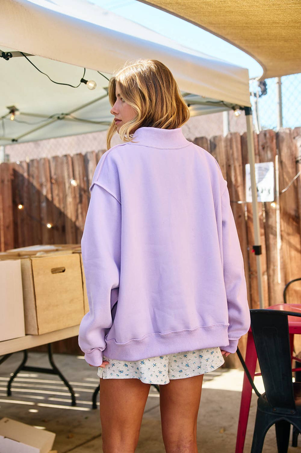Jesus Embroidered Mock Neck Sweatshirt : LAVENDER