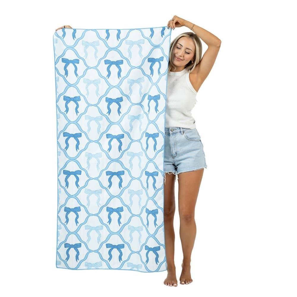 Blue Bow Wholesale Microfiber Towel: Light Blue